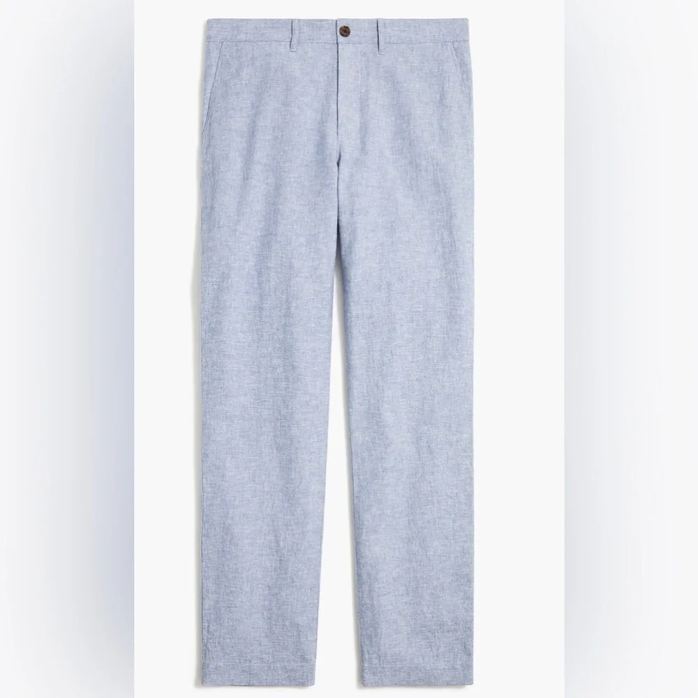 J. Crew | The Sutton | Straight-fit Linen-Cotton Blend Pant | Sky Blue | 34-32